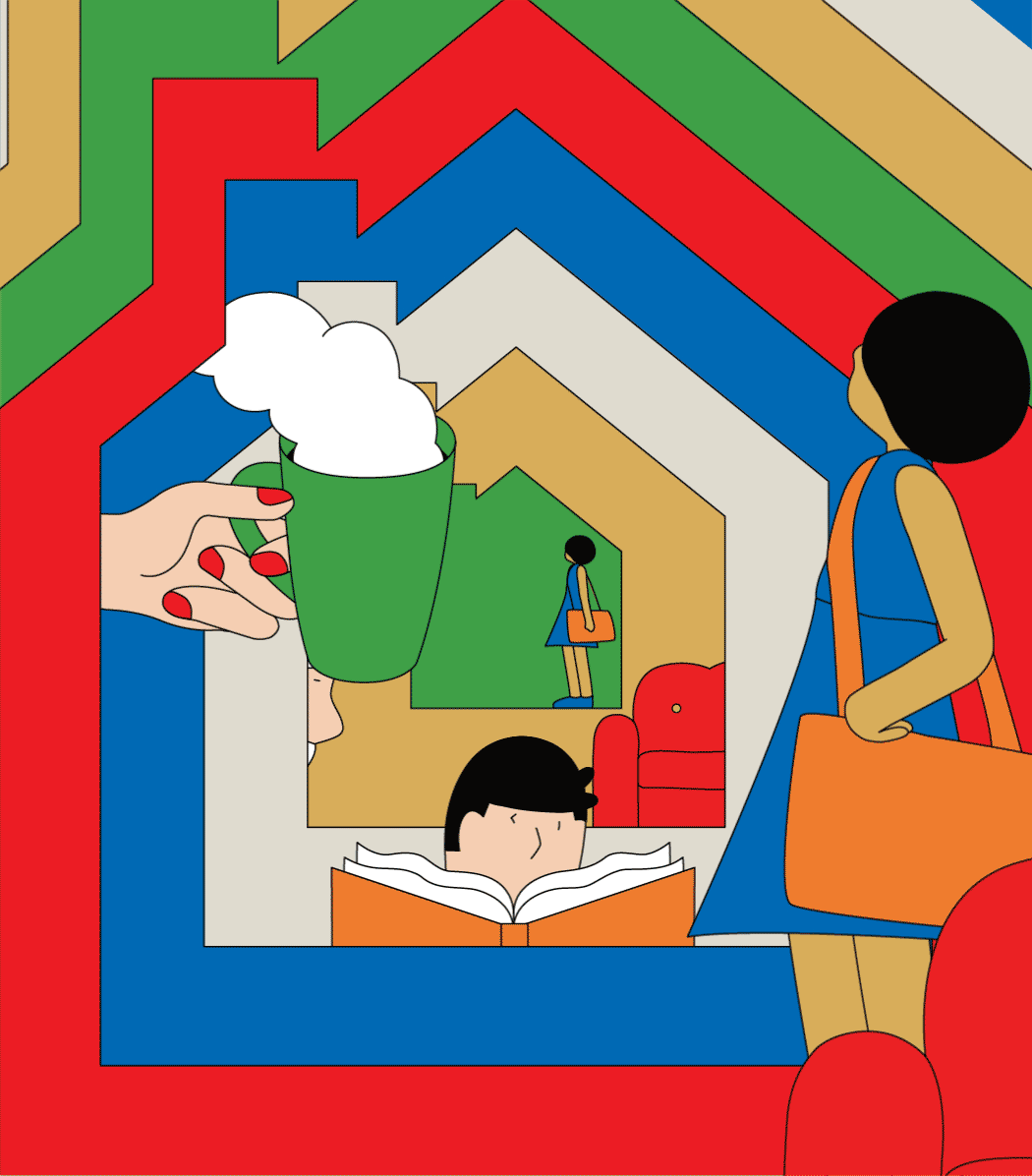 The New American Dream Home Is One You Never Have to Leave  Artist: Igor Bastidas  “A simply animated Droste effect would have satisfied anyone else — but no, not Igor. The wonderful details bring this hypnotic animation to life.” — Nathan Huang, art director