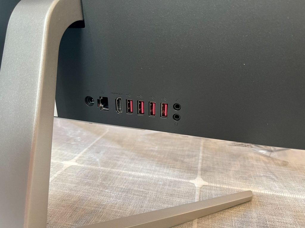 The rear of the computer, showing all of the ports.