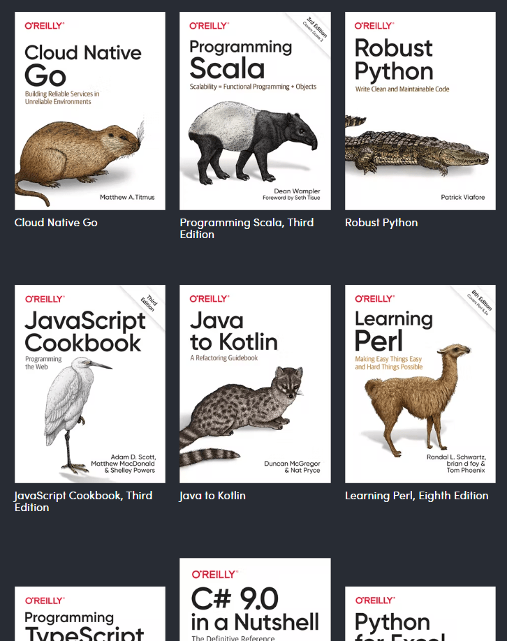 Examples of books in the popular programming languages bundle