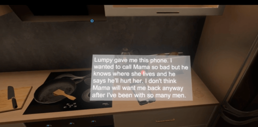 A screenshot from Trapped: A VR Detective Story