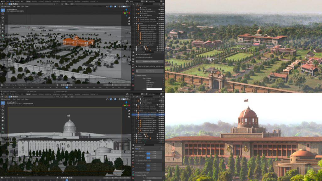 Blender military compound set collage