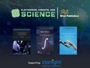 Collage of electronics, circuits, and science ebooks