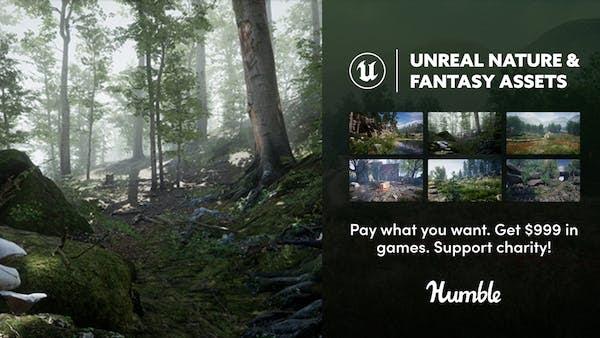 Unreal nature and fantasy assets collage
