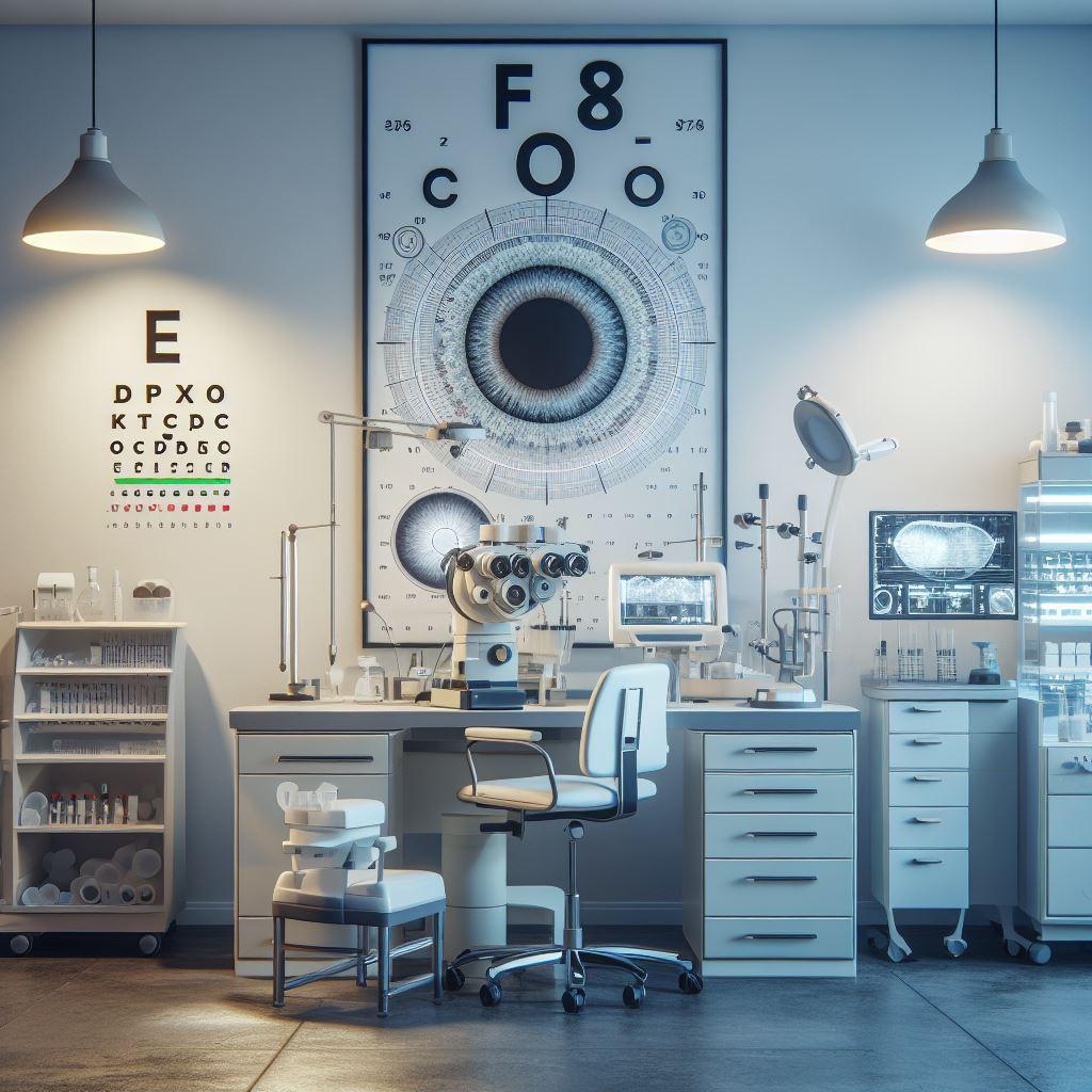 An eye doctor's office with lab equipment - Generated with AI