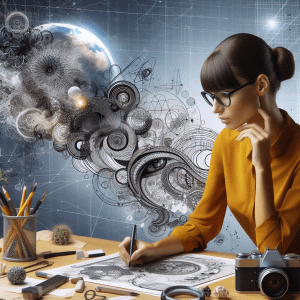 a beautiful graphic designer creating a graphic design in the style of ruth carter - Generated with AI