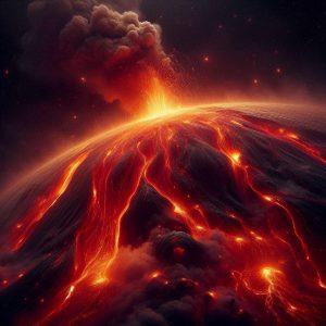 close up of an active volcano on Io - Generated with AI