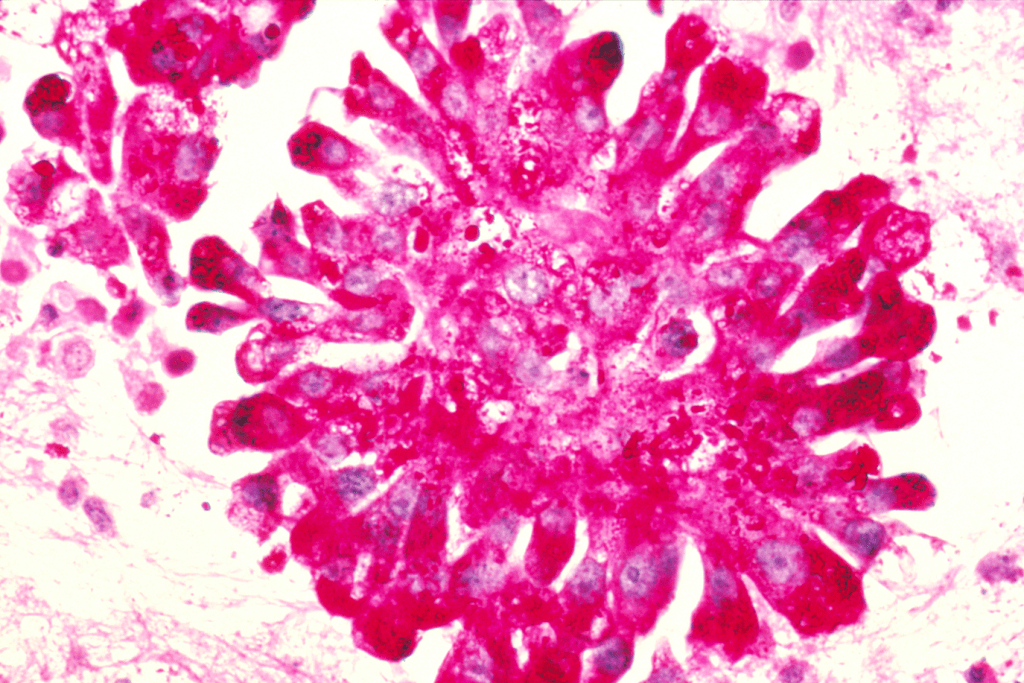 Genetic exchange between chromosomes can cause cells to become cancerous, like these cells from metastasized Ewing's sarcoma.