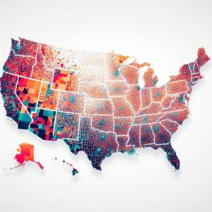 a map showing 7 million older americans as dots - Generated with AI
