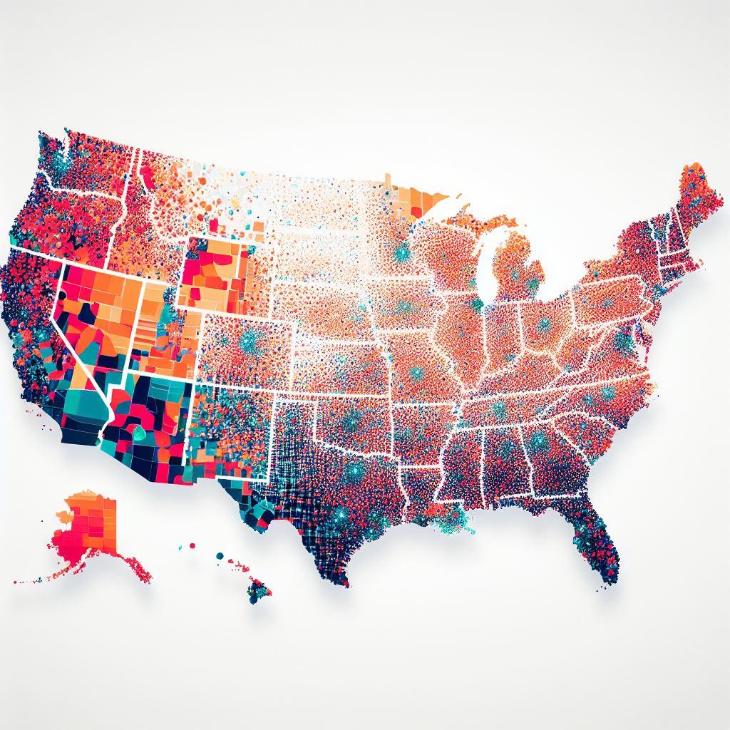 a map showing 7 million older americans as dots - Generated with AI