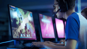 male gamer participating in esports
