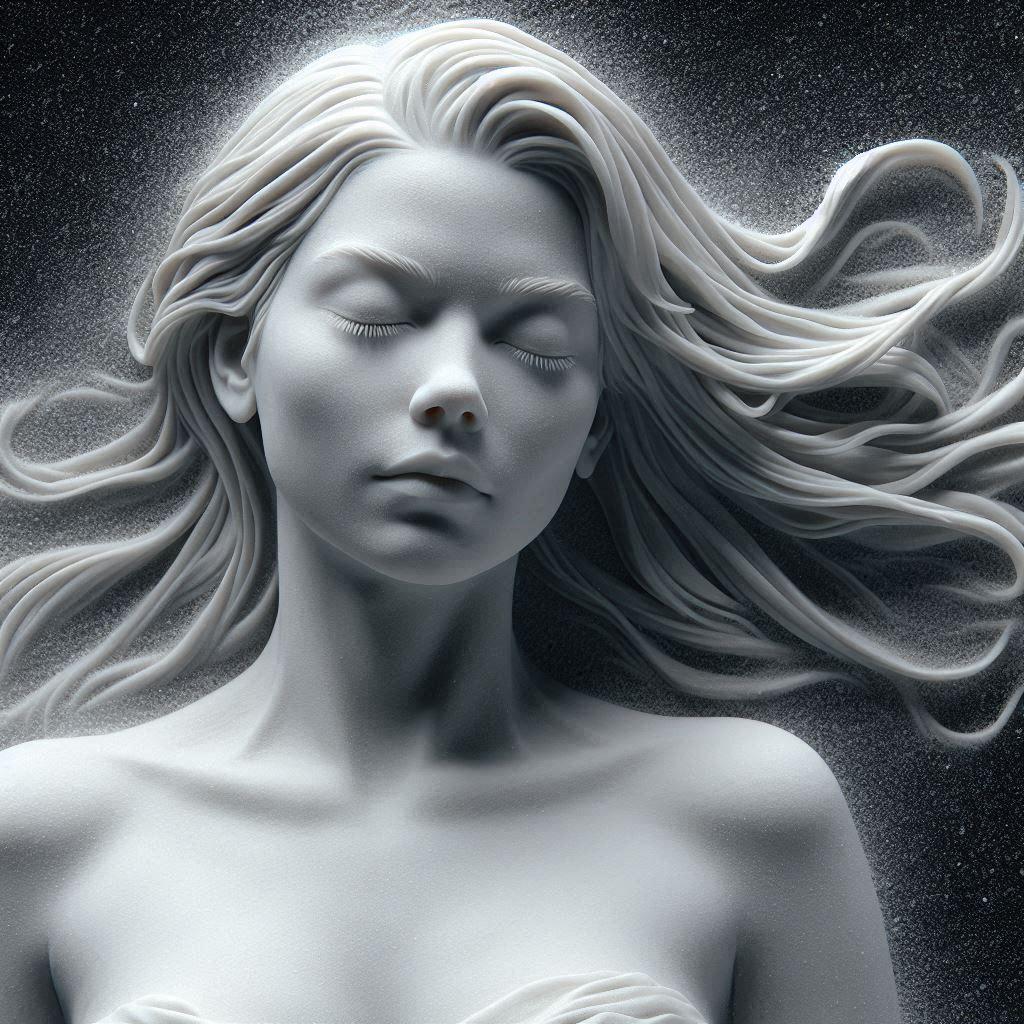 photo realistic depiction of a person frozen in place like a statue - Generated with AI