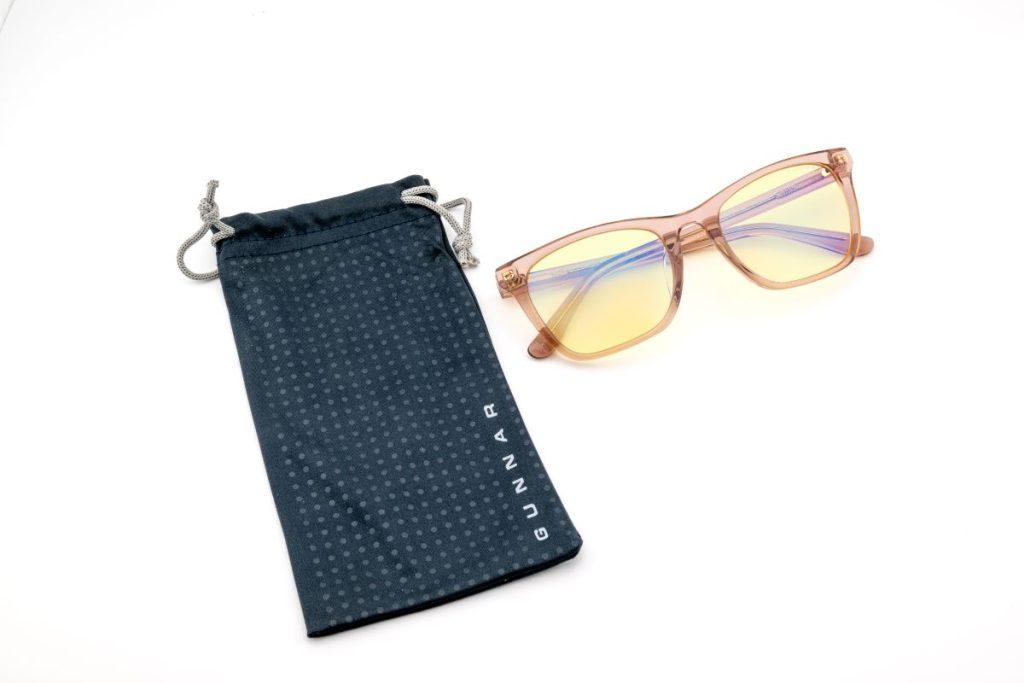 Gunnar Optiks Tindra Rose Latte (amber lens version) glasses.