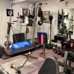 A well-stocked home gym.